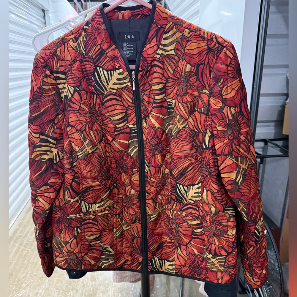 RQT Red and Orange Floral Jacket Size Large